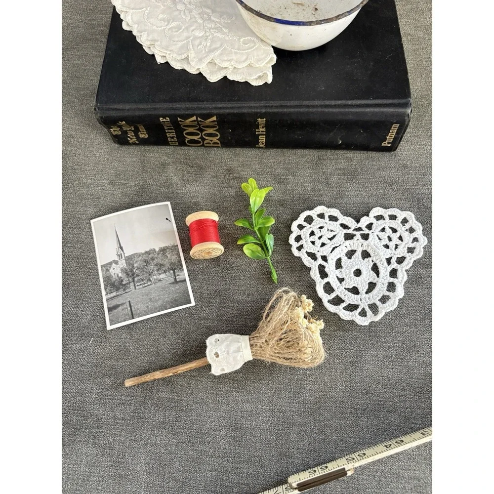 Vintage Cookbook Cloche‎ Upcycled Repurposed Primitive Vignette Tabletop Decor